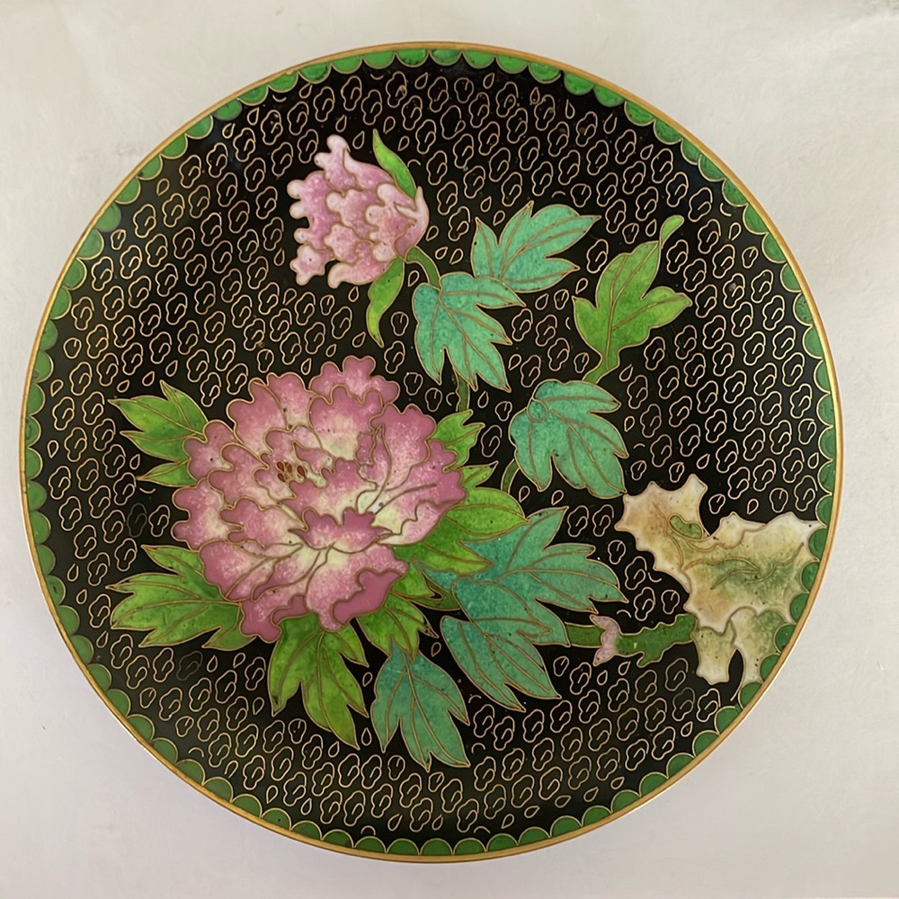 Vintage Chinese cloisonné plate